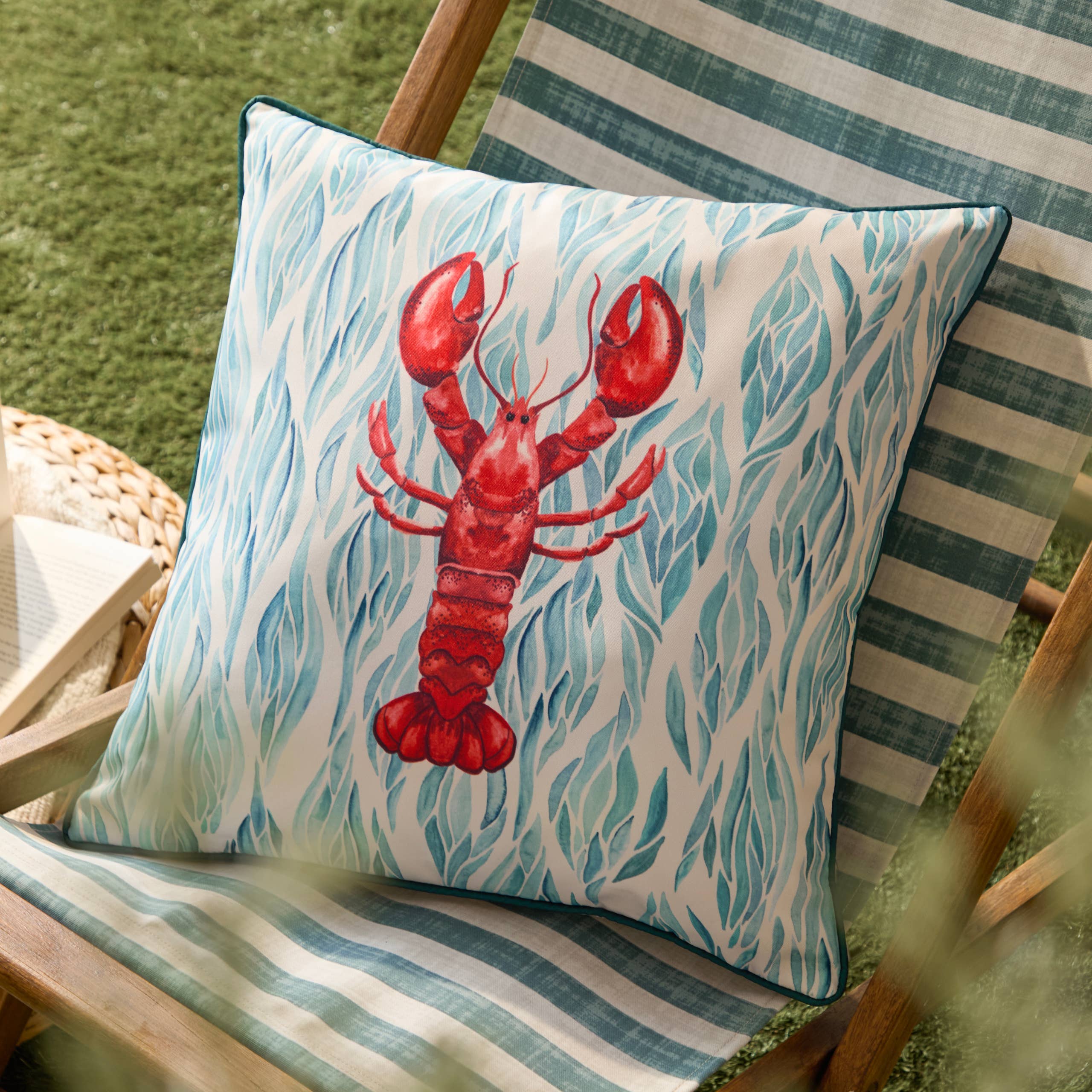 Abersoch Lobster Outdoor Cushion Marine Polyester Filled (45x45cm) - Image 2