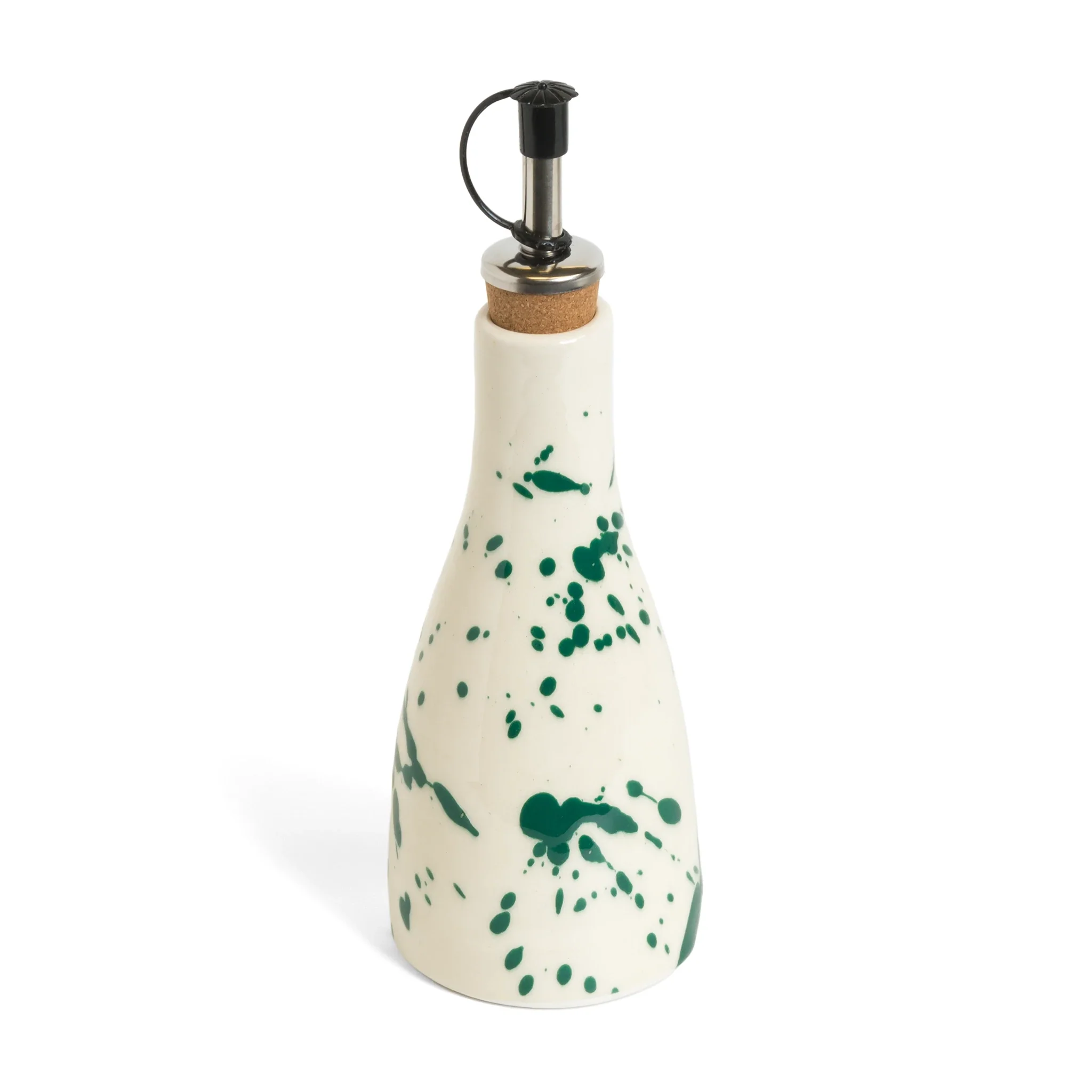 ABS Pottery Olive Oil Drizzler Green Splatter (200ml)