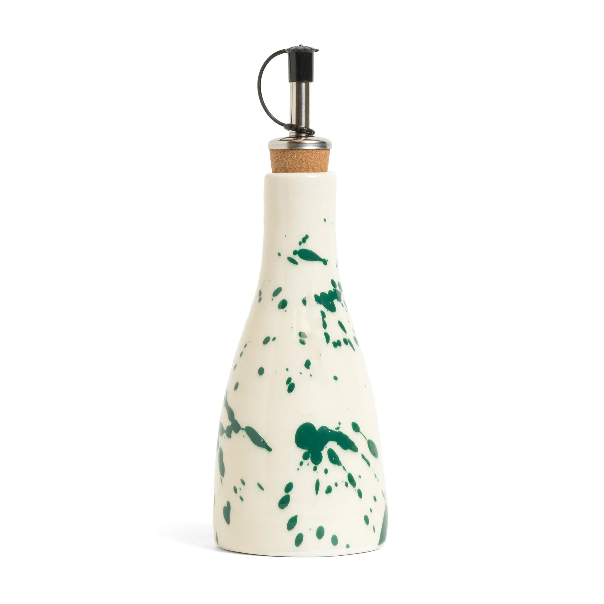 ABS Pottery Olive Oil Drizzler Green Splatter (200ml) - Image 2