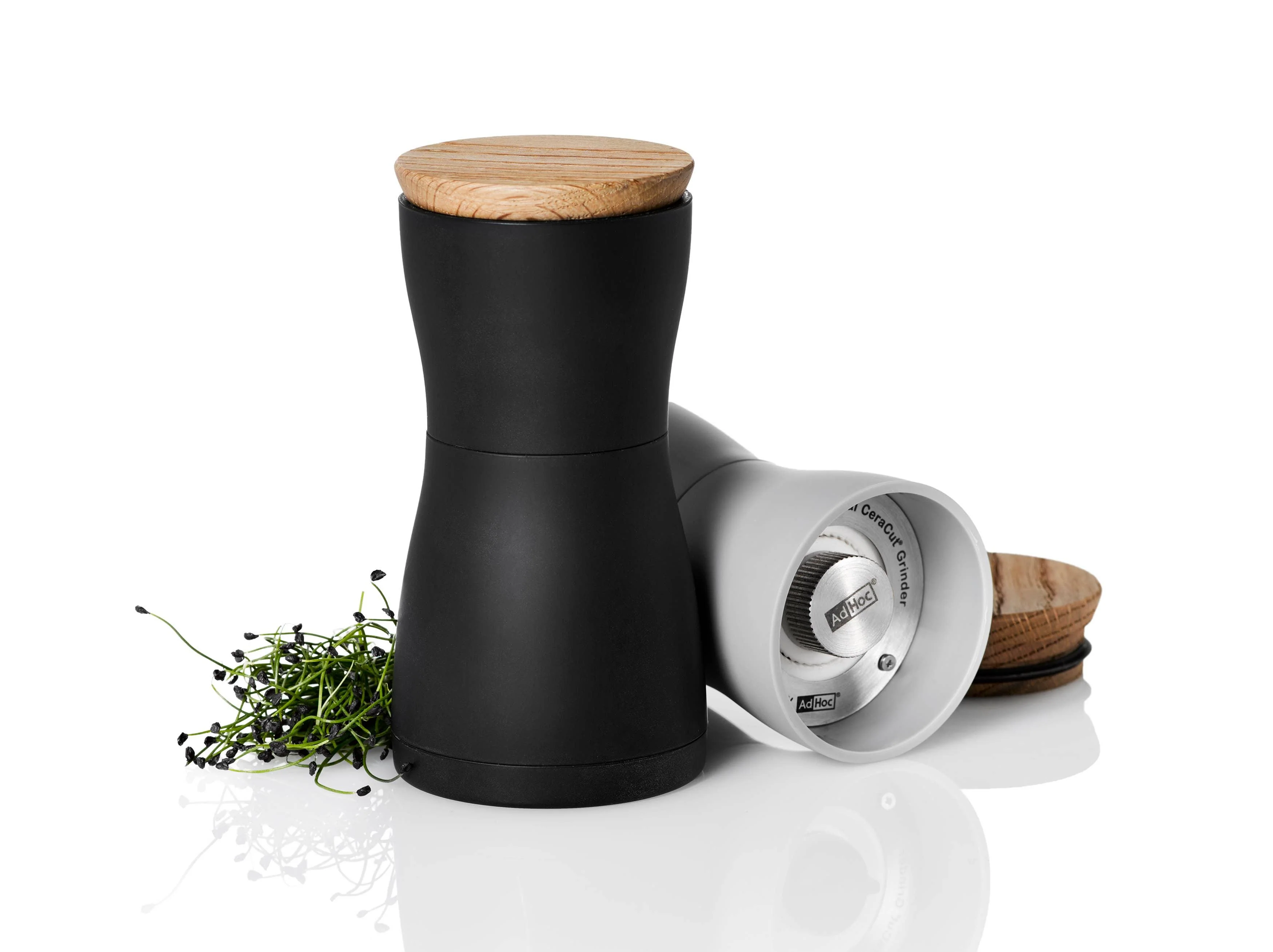 AdHoc Pepper & Salt Mill Set Twin Black & Grey: Black & Grey - Image 3