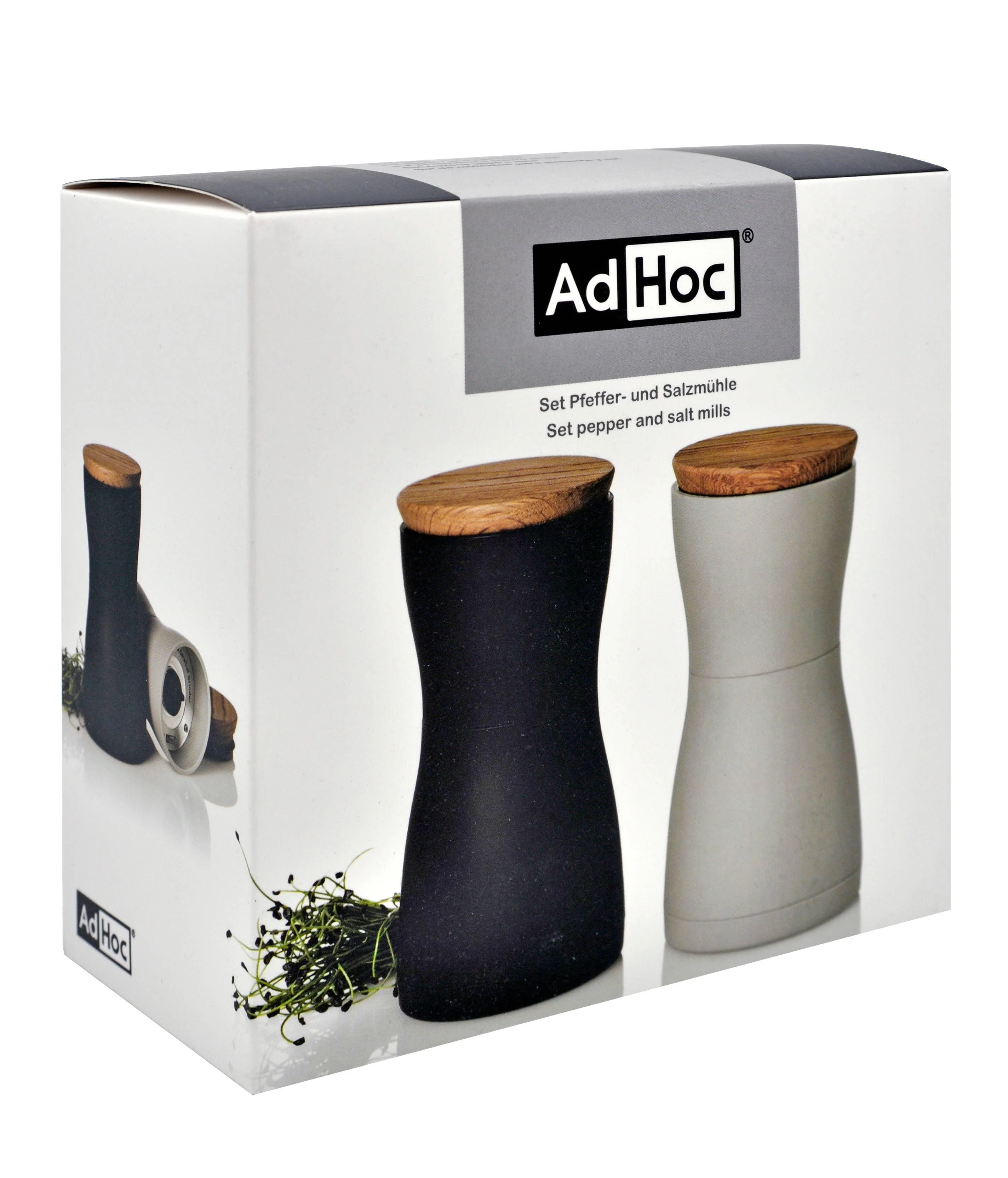 AdHoc Pepper & Salt Mill Set Twin Black & Grey: Black & Grey - Image 8