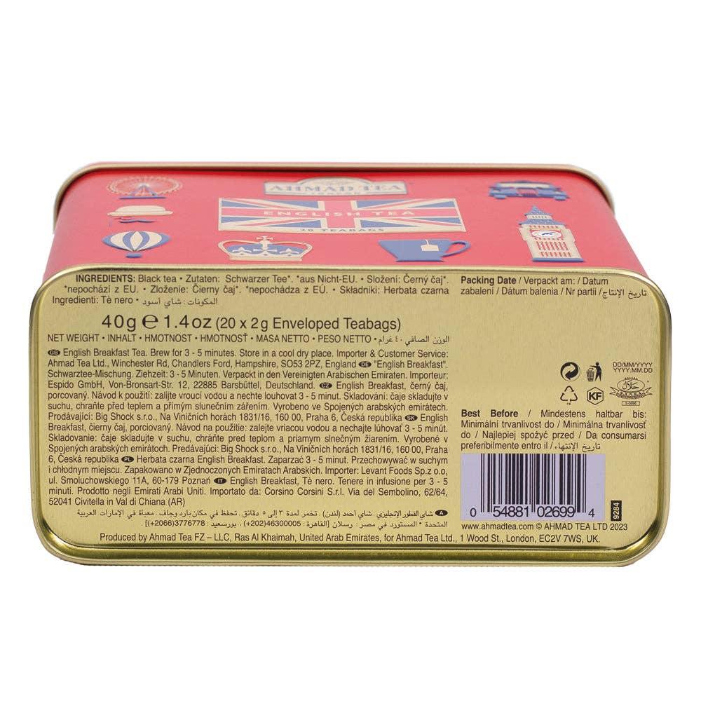 Ahmad Tea Red English Tea Icons Caddy, English Breakfast (20 bags) - Image 4
