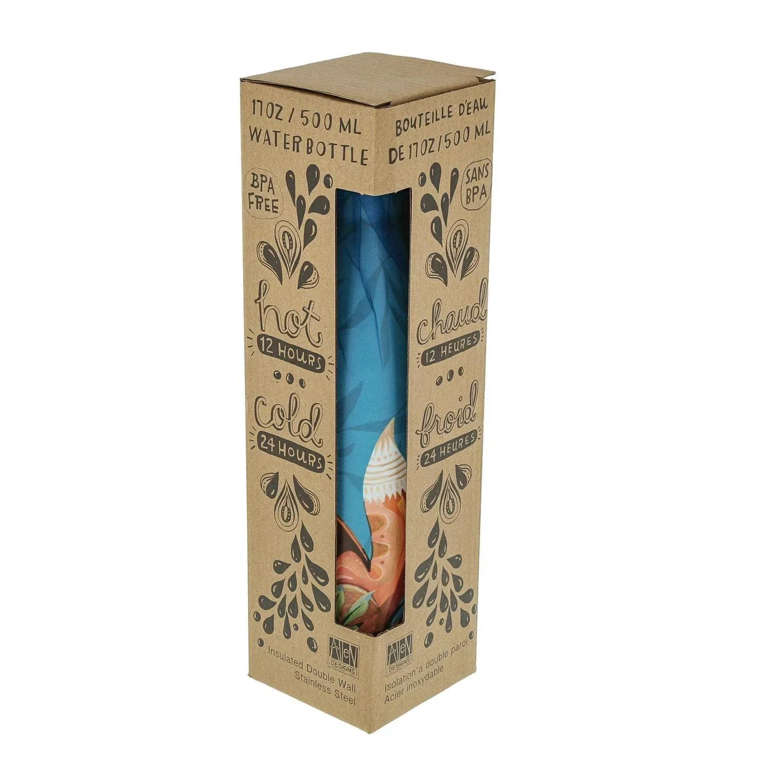 Allen Designs Fox and Flowers Water Bottle (500ml) - Image 2