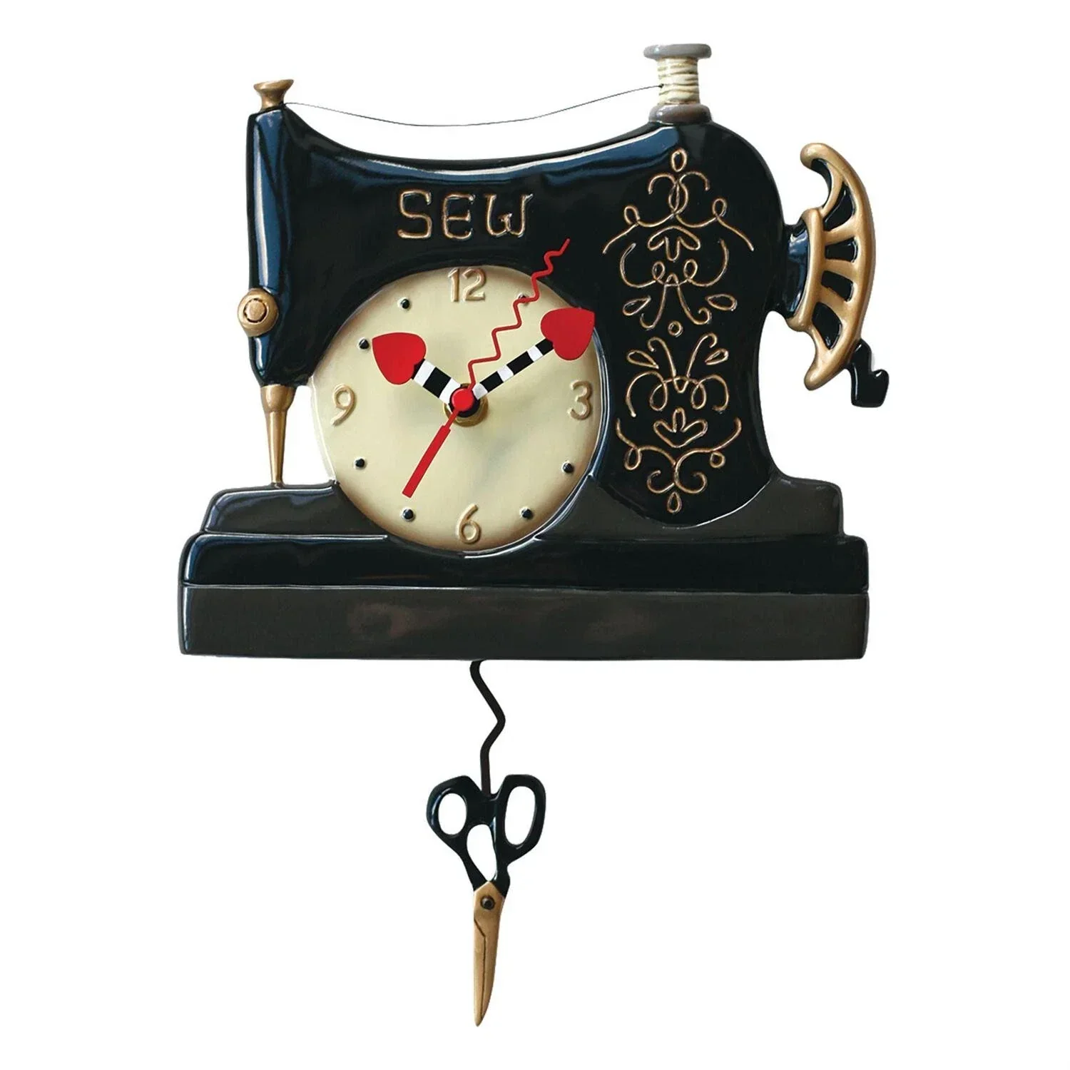 Allen Design Vintage Sewing Machine In Black Wall Clock