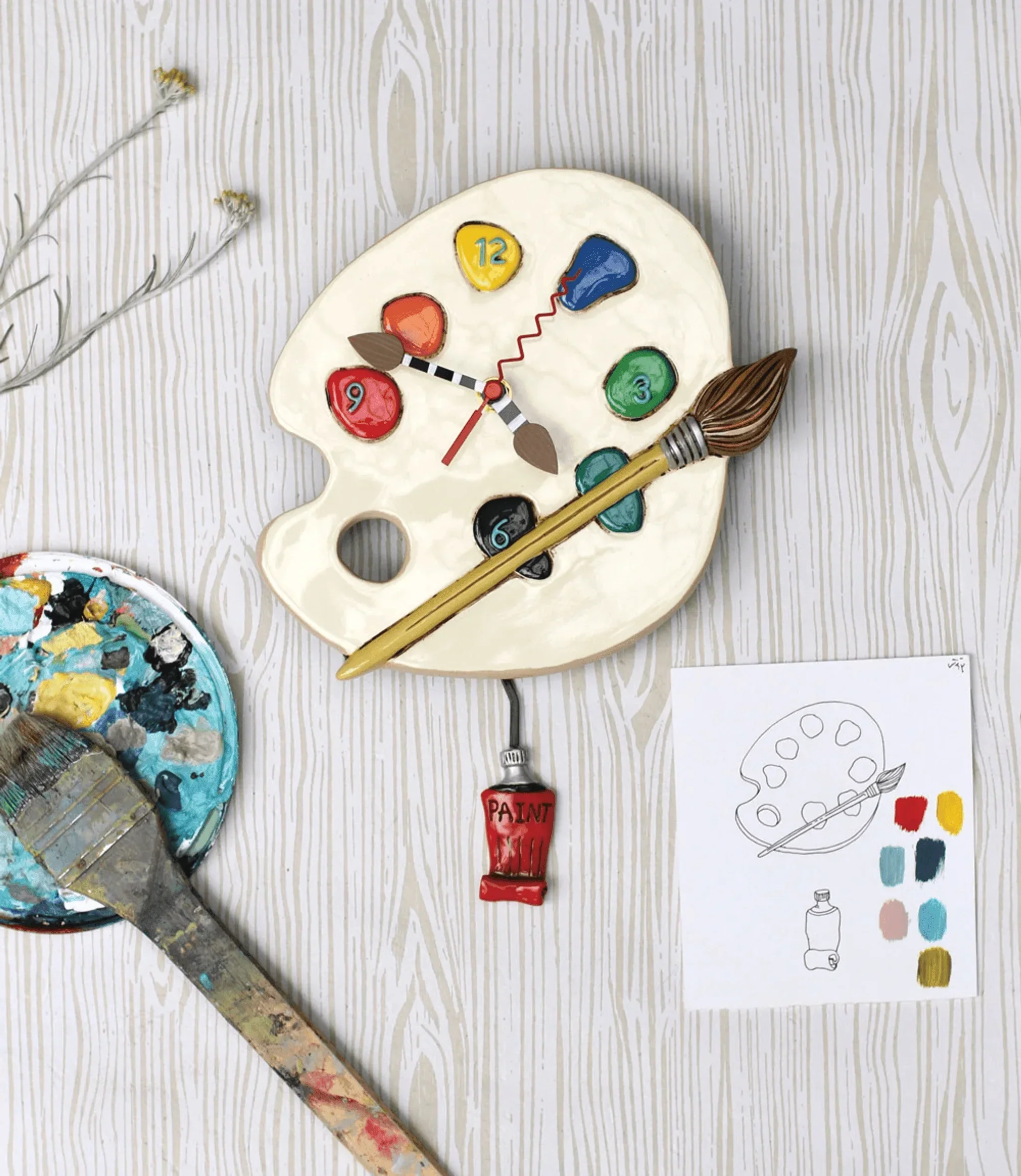 Allen Designs Art Time Painting Palette Wall Clock - Image 2