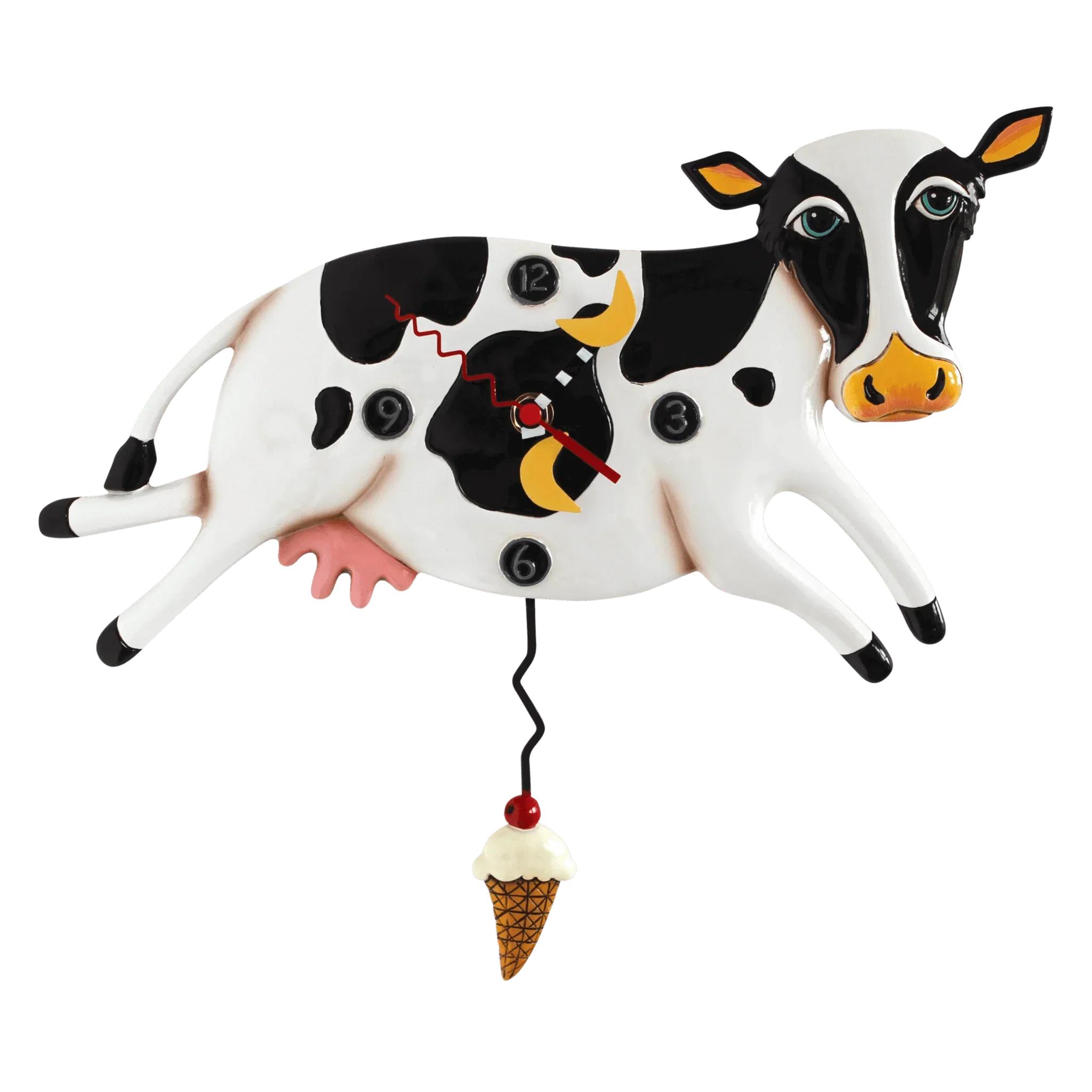 Allen Designs Bessie Black and White Cow Wall Clock