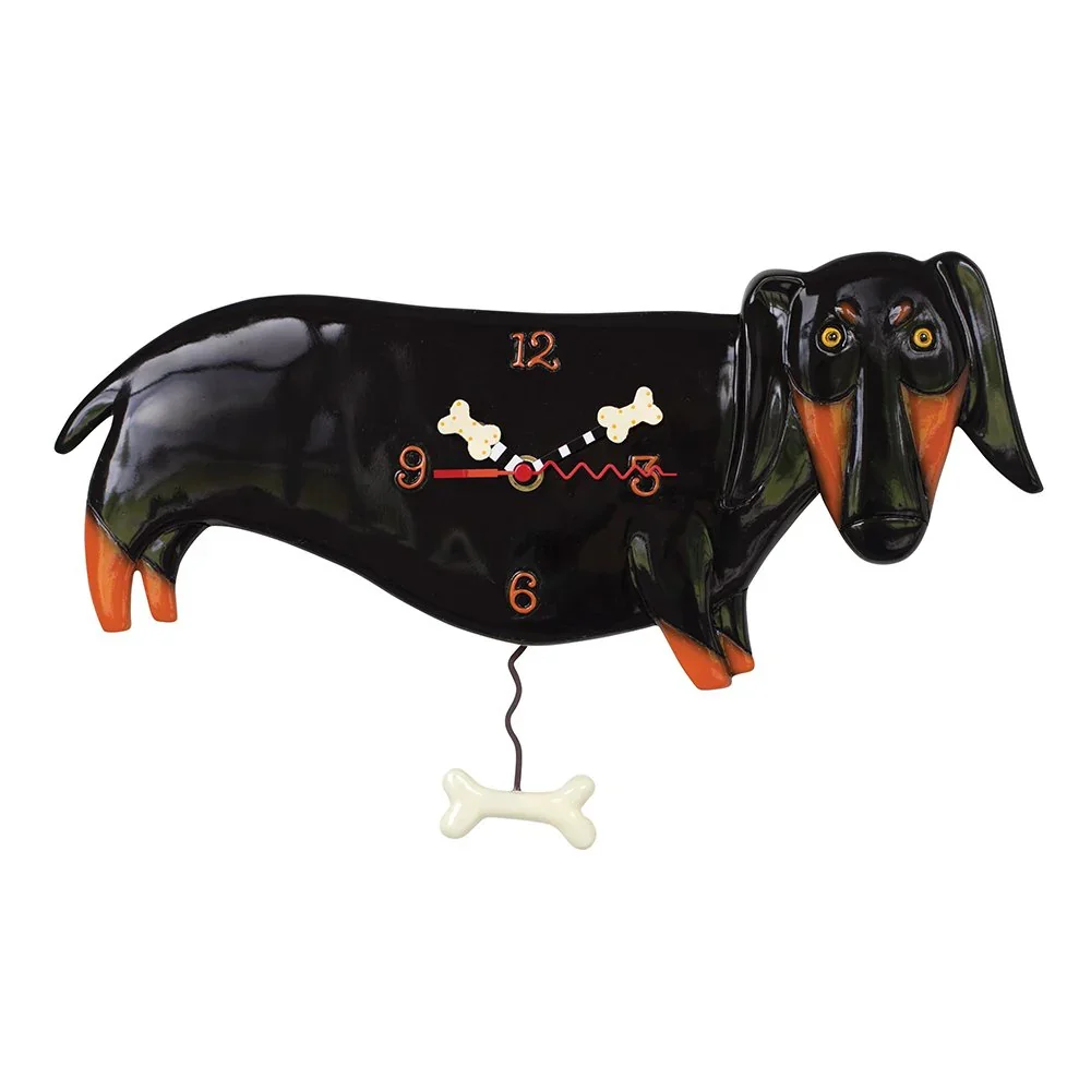 Allen Designs Black Dachshund Wall Clock