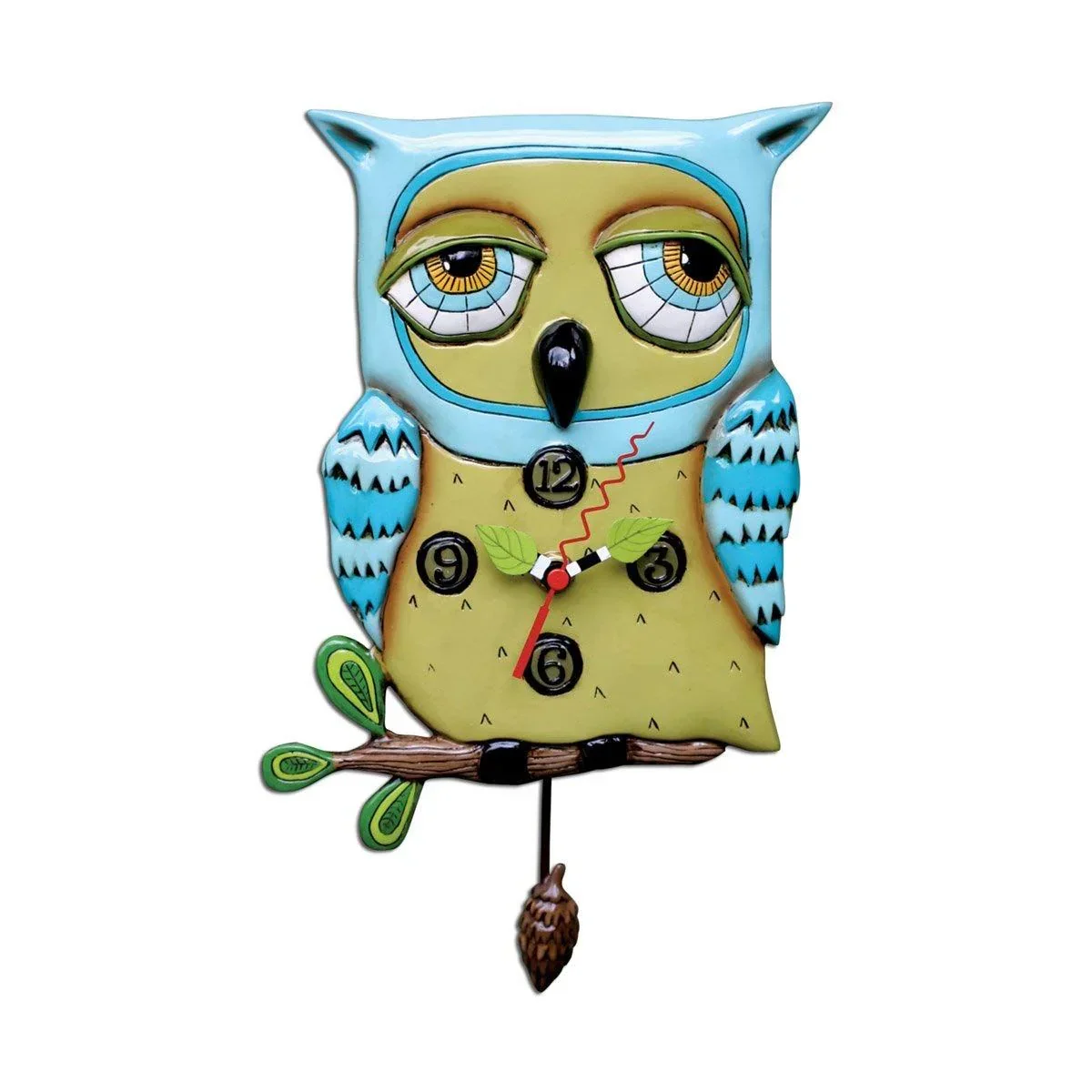 Allen Designs Old Blue Owl Wall Clock