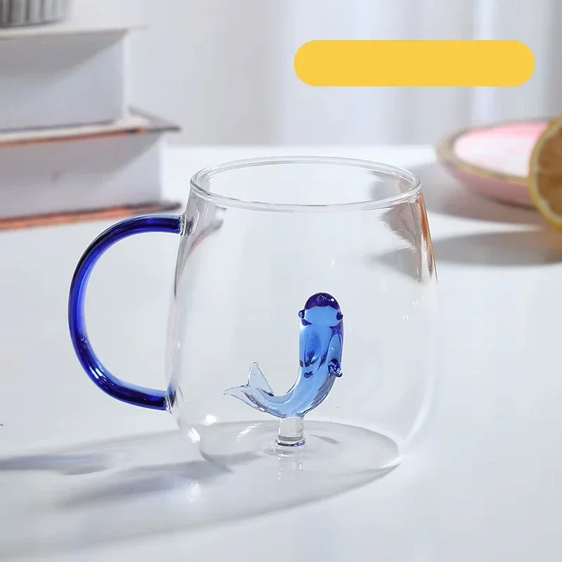 Animal Shape Glass Cup - Cute 3D Handle Mug (Dolphin) - Image 2