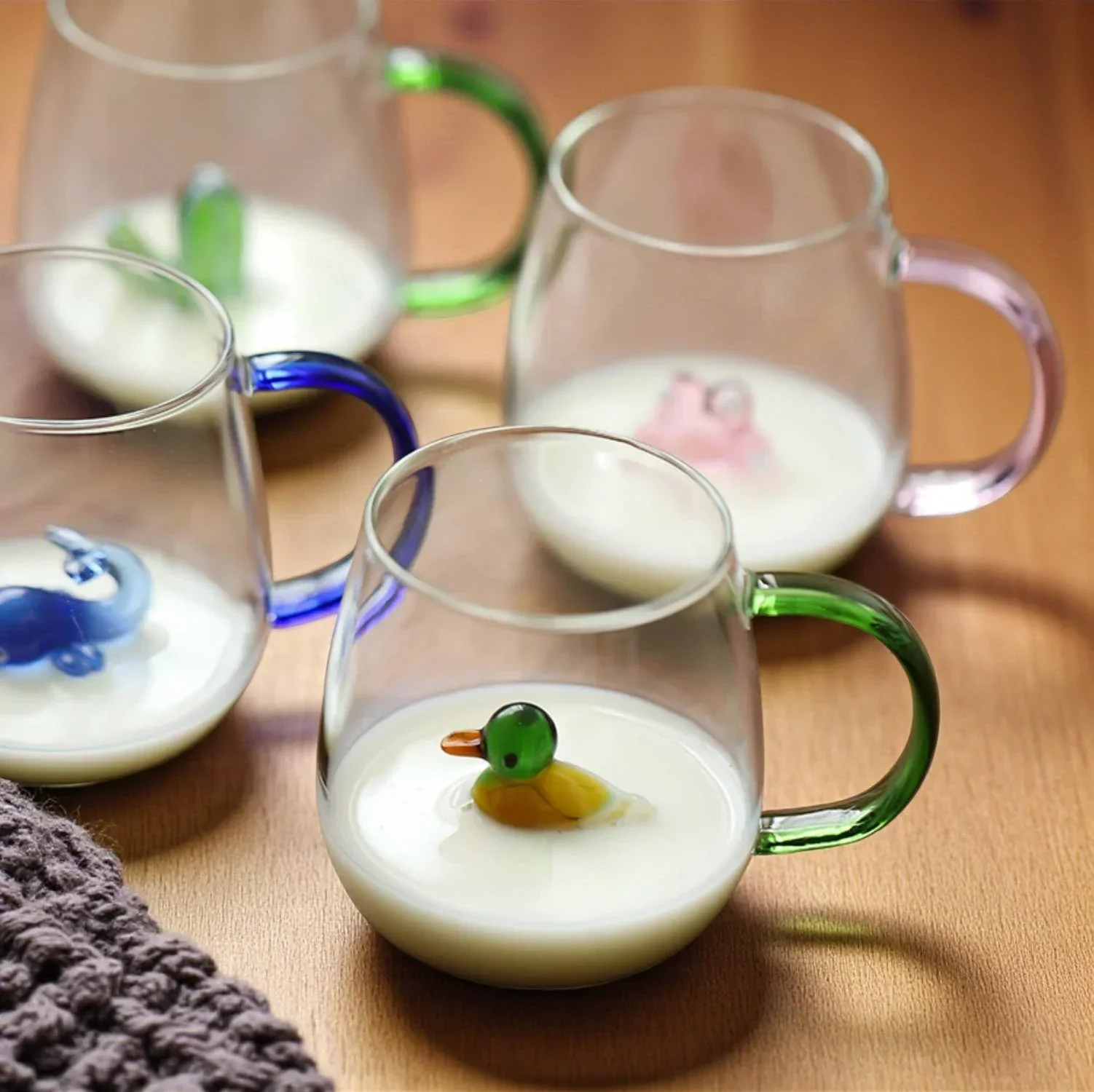 Animal Shape Glass Cup - Cute 3D Handle Mug (Squirrels) - Image 2