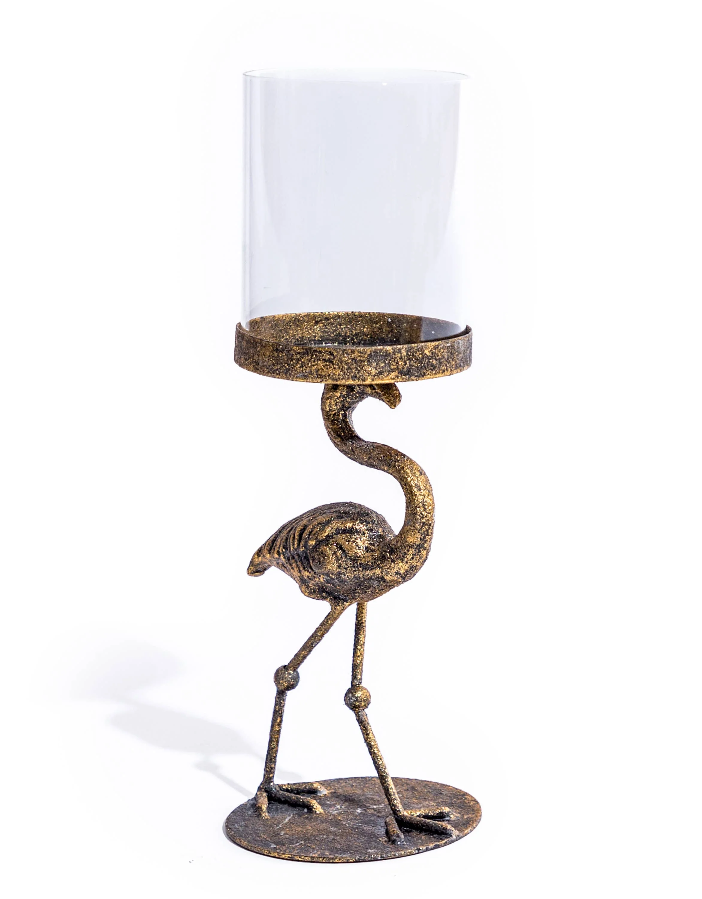McGowan Antiqued Flamingo Candle Holder with Glass Cover (33cm) - Image 3