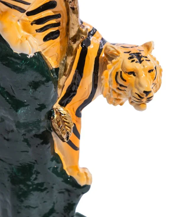 Antiqued Ornate Tiger Candle Holder - Image 2