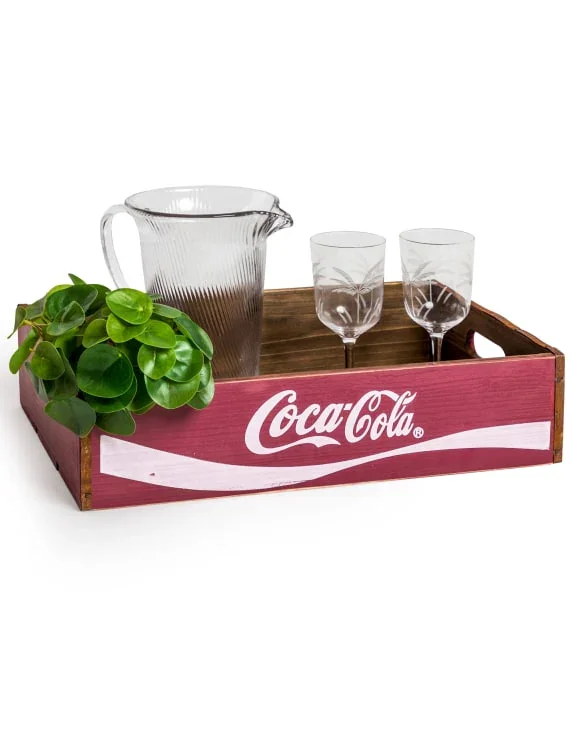 Antiqued Red Cola Wooden Tray (30.5cm) - Image 3