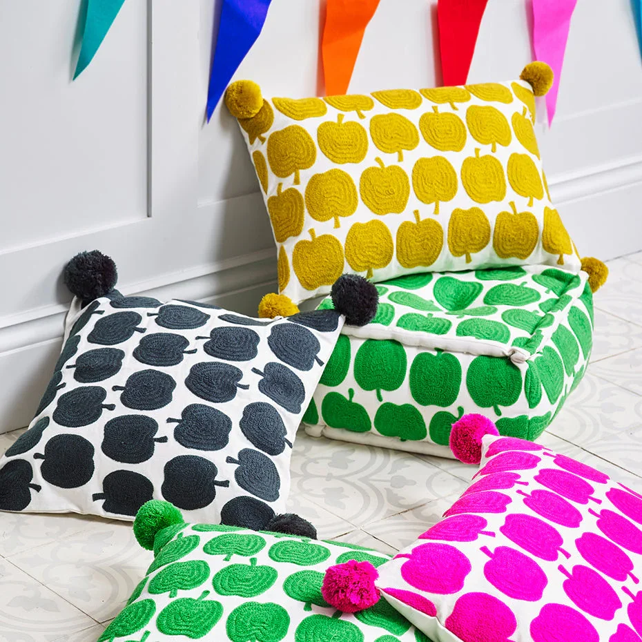 Bombay Duck Apples Embroidered Cushion Rectangular - BLACK - Image 2