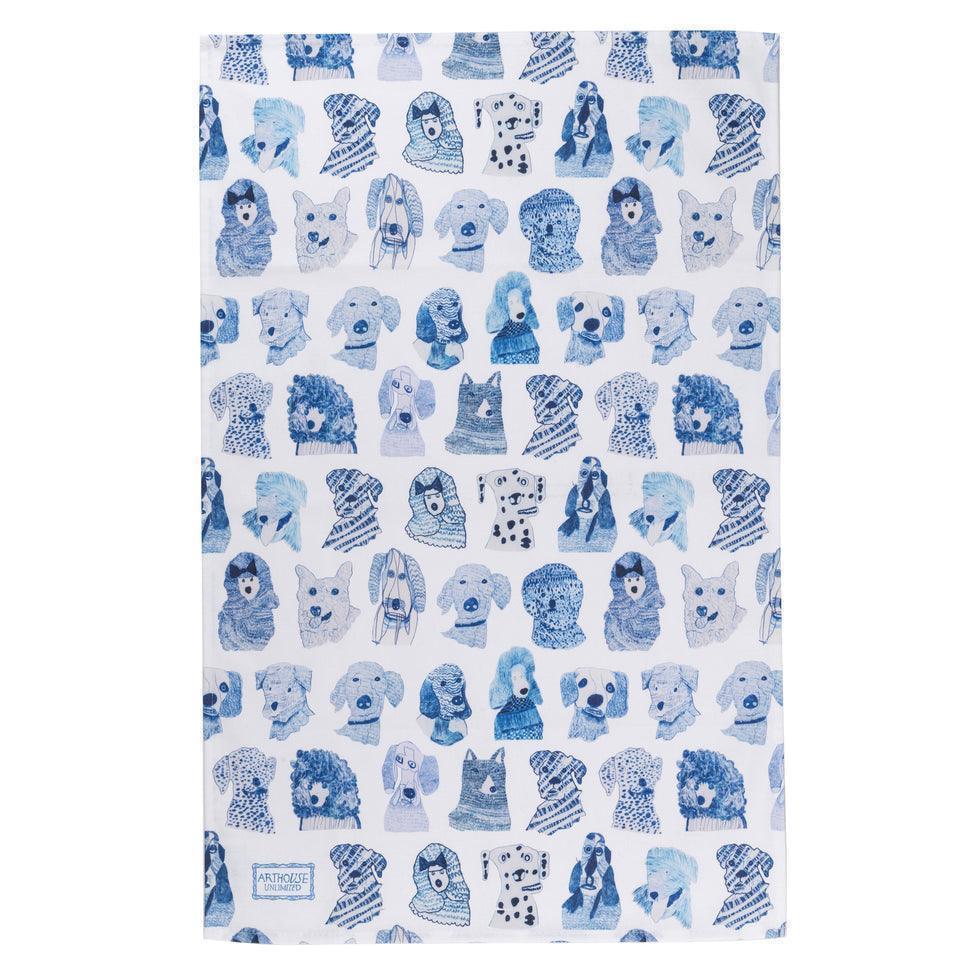 Arthouse Unlimited 100% Organic Cotton Tea Towel - Blue Dogs - Image 3