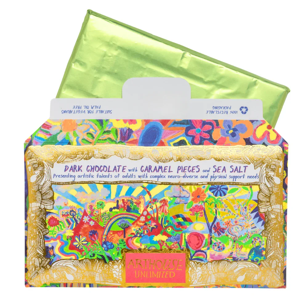 Arthouse Unlimited Dark Chocolate Bar with Caramel Pieces & Sea Salt - Joy Revolution (85g) - Image 3