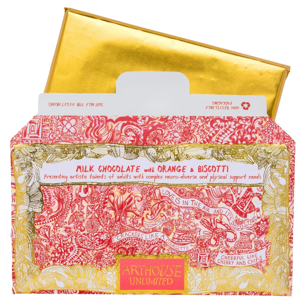 Arthouse Unlimited Milk Chocolate Bar with Orange and Biscotti - Love is in the Air (85g) - Image 3