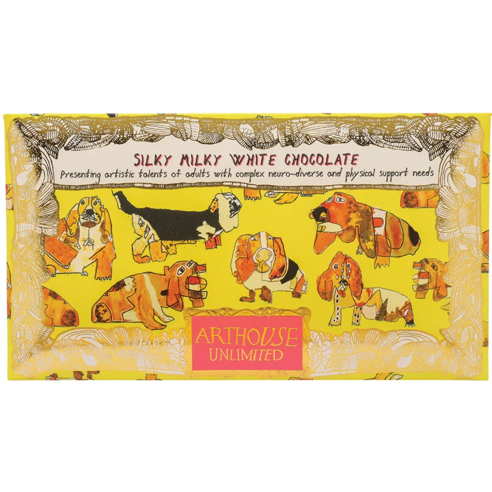 Arthouse Unlimited Silky Milky White Chocolate Bar with Madagascan Vanilla - Happy Hounds (85g)