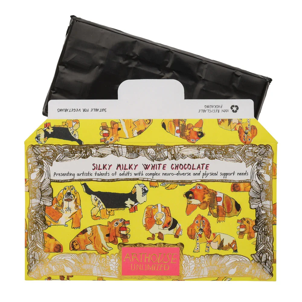 Arthouse Unlimited Silky Milky White Chocolate Bar with Madagascan Vanilla - Happy Hounds (85g) - Image 3