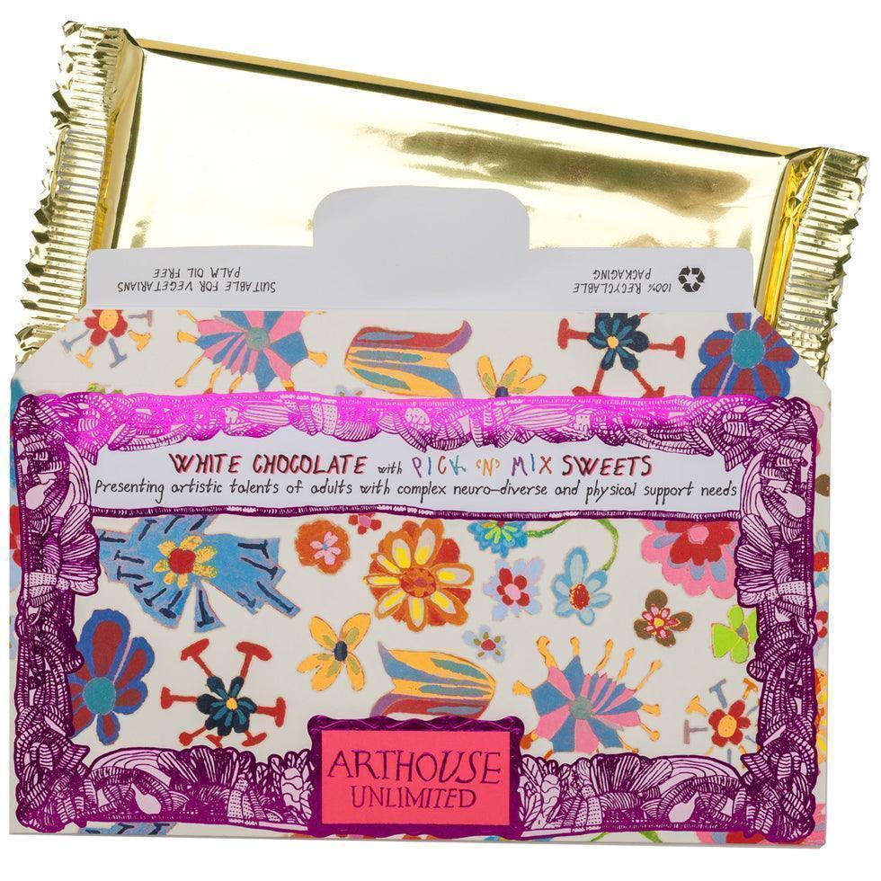 Arthouse Unlimited White Chocolate Bar with Pick 'n' Mix Sweets - Yellow Daffodil (85g) - Image 3