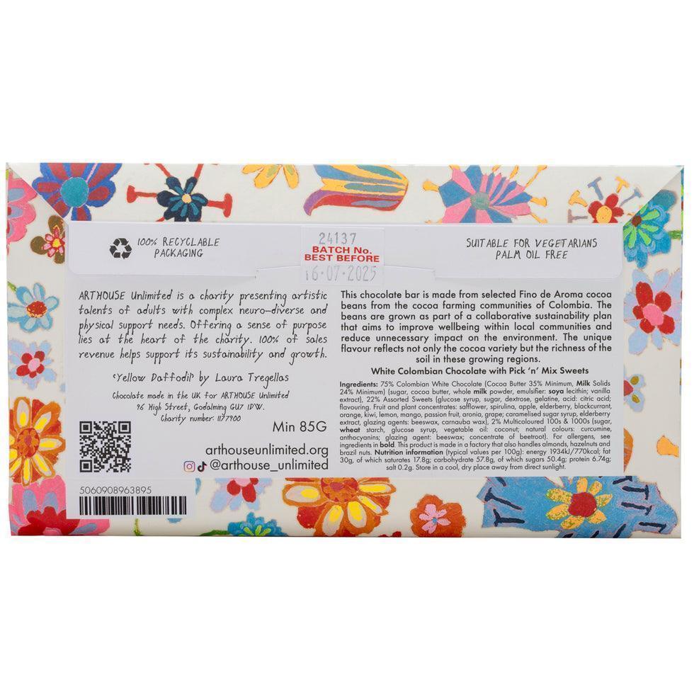 Arthouse Unlimited White Chocolate Bar with Pick 'n' Mix Sweets - Yellow Daffodil (85g) - Image 5