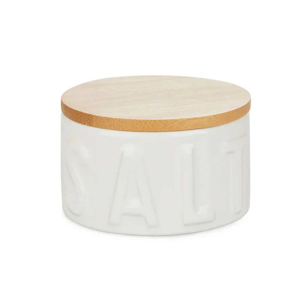 Balvi Ceramic Salt Bowl with Lid - White - Image 3
