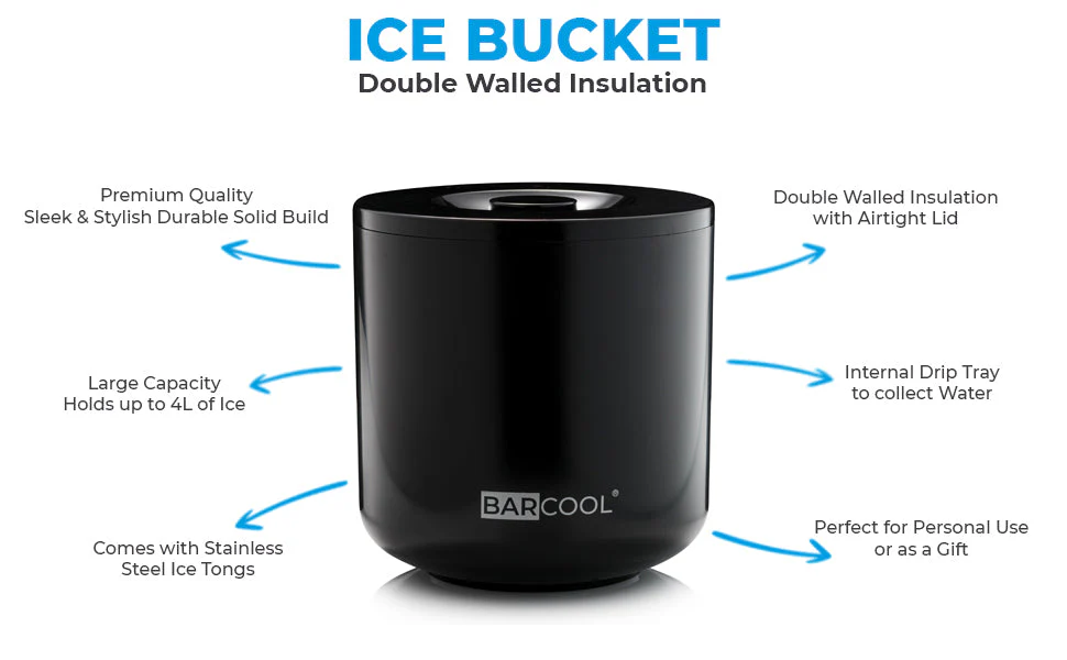 Barcool 4L Ice Bucket Round - Black - Image 3