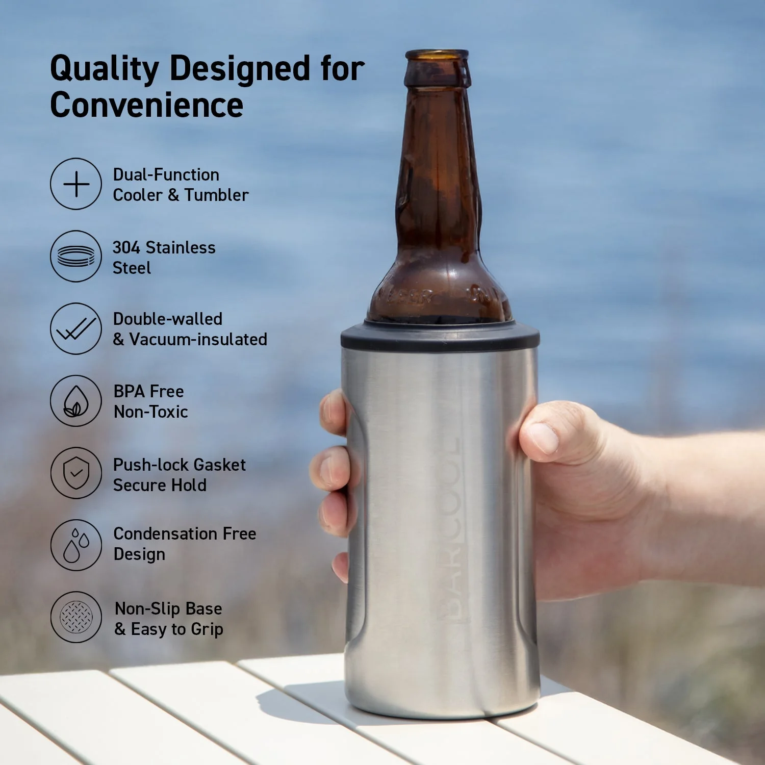 Barcool Insulated Beer Cooler and Tumbler with Opener SS - Image 3
