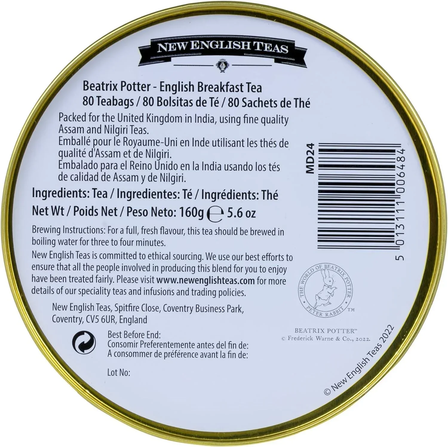 New English Teas Peter Rabbit Tea Caddy - 240 English Breakfast Tea Bags - Image 4