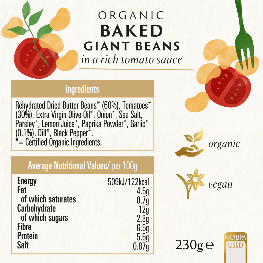 Biona Organic Baked Giant Beans (230g) - Image 2