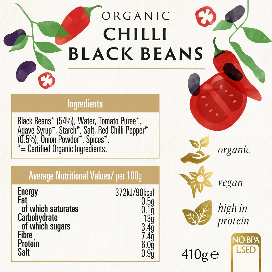 Biona Organic Chilli Black Beans (410g) - Image 3