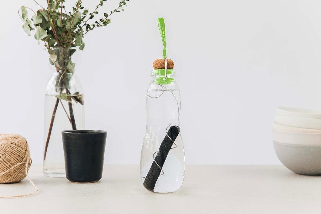 Black+Blum Glass Charcoal Filter Water Bottle 650ml - Lime - Image 4