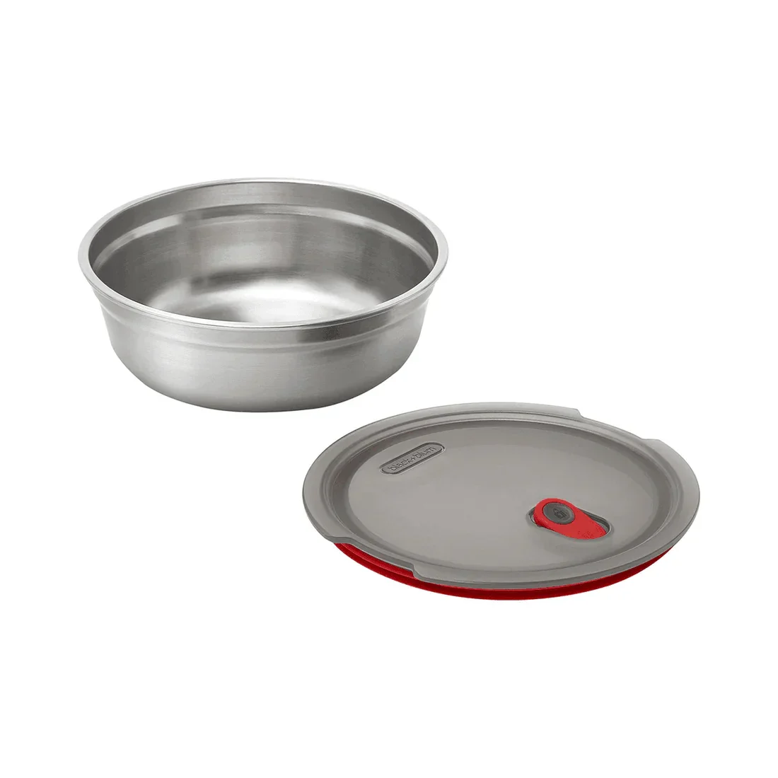 Black+Blum Microwave-Safe Steel Food Bowl - Grey/Red - Image 3