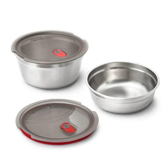 Black+Blum Microwave-Safe Steel Food Bowl - Grey/Red - Image 5