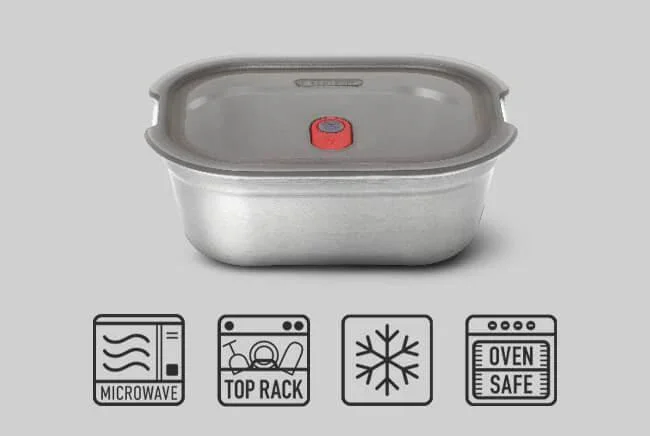 Black+Blum Microwave-Safe Steel Food Box Grey/Red - Small - Image 8