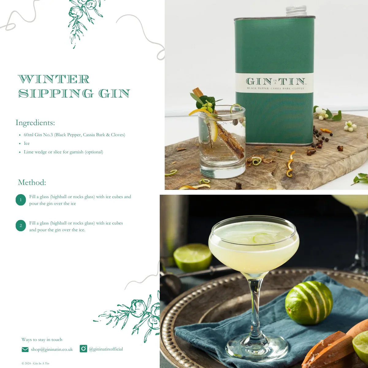 Gin In A Tin‚ No.3 Black Pepper, Cassia Bark & Cloves Gin (50cl) - Image 3