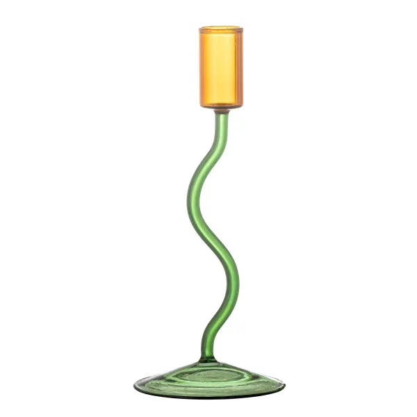 Bloomingville - Ada Candle Holder, Green, Glass (22cm)