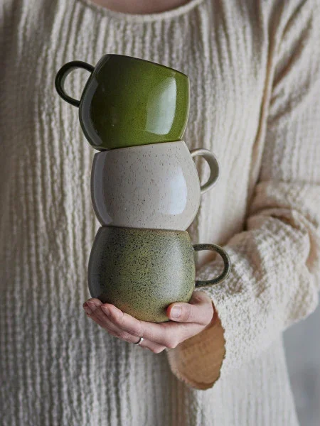 Bloomingville - Addison Mug, Green, Stoneware (Set of 3) - Image 6