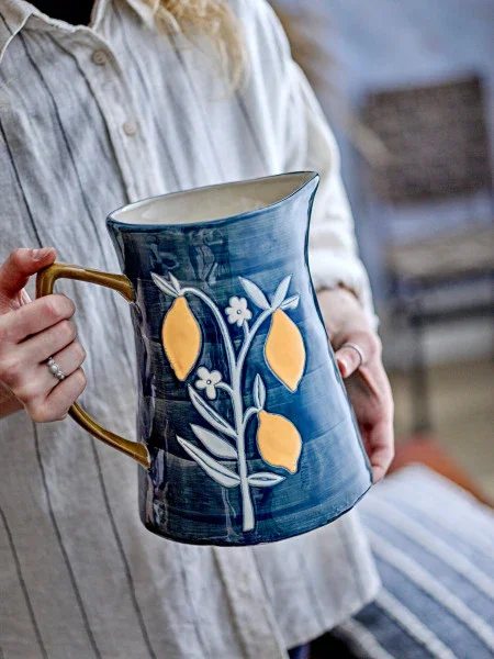 Bloomingville - Feriha Jug, Blue, Stoneware (24cm) - Image 4