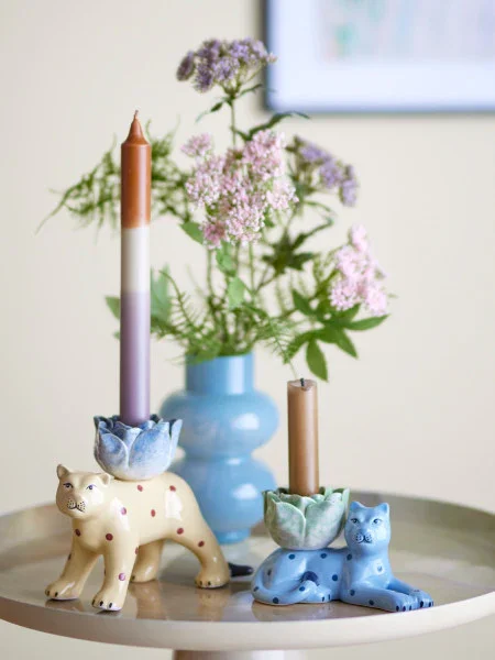 Bloomingville - Rory Candle Holder, Blue, Stoneware (Set of 2) - Image 3