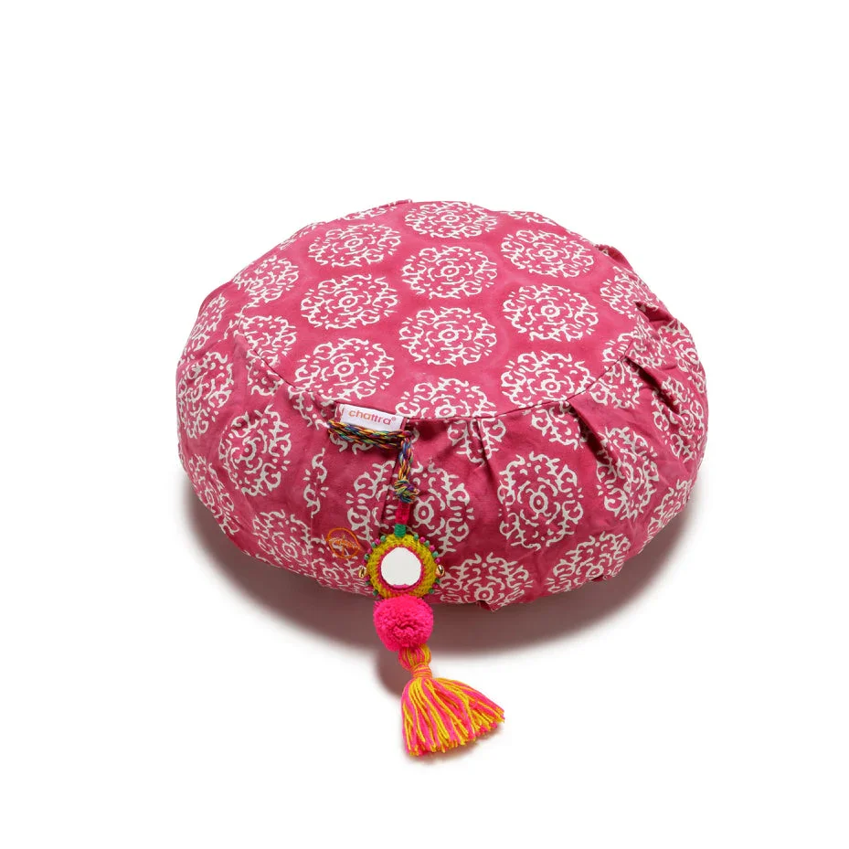 Chattra Zafu Meditation Cushion - Fuchsia Suzani