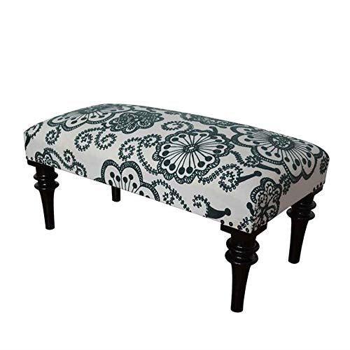 Bombay Duck Embroidered Kashmir Flowers Upholstered Bench Grey (80 x 40)