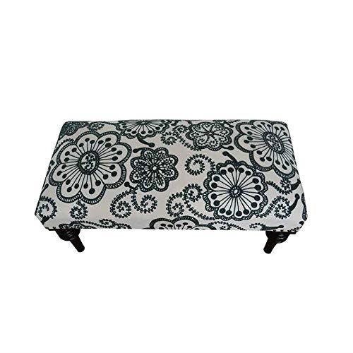 Bombay Duck Embroidered Kashmir Flowers Upholstered Bench Grey (80 x 40) - Image 2