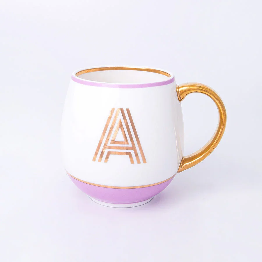 Bombay Duck Library Mug with Letter A - Blush