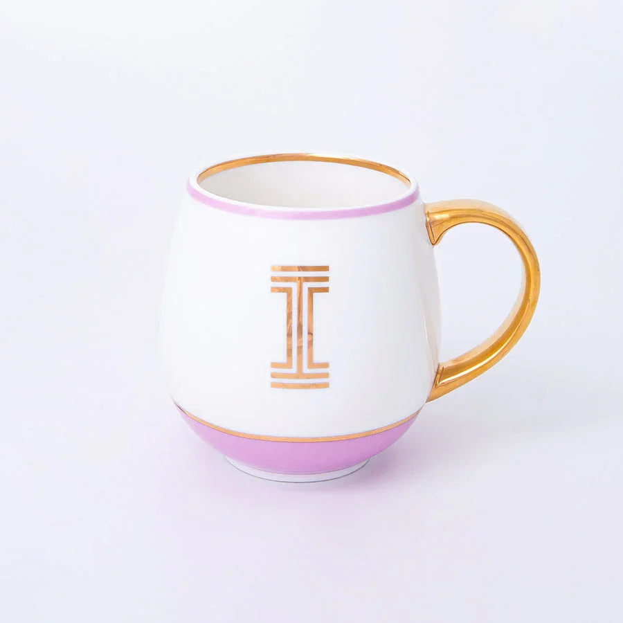 Bombay Duck Library Mug with Letter I - Blush