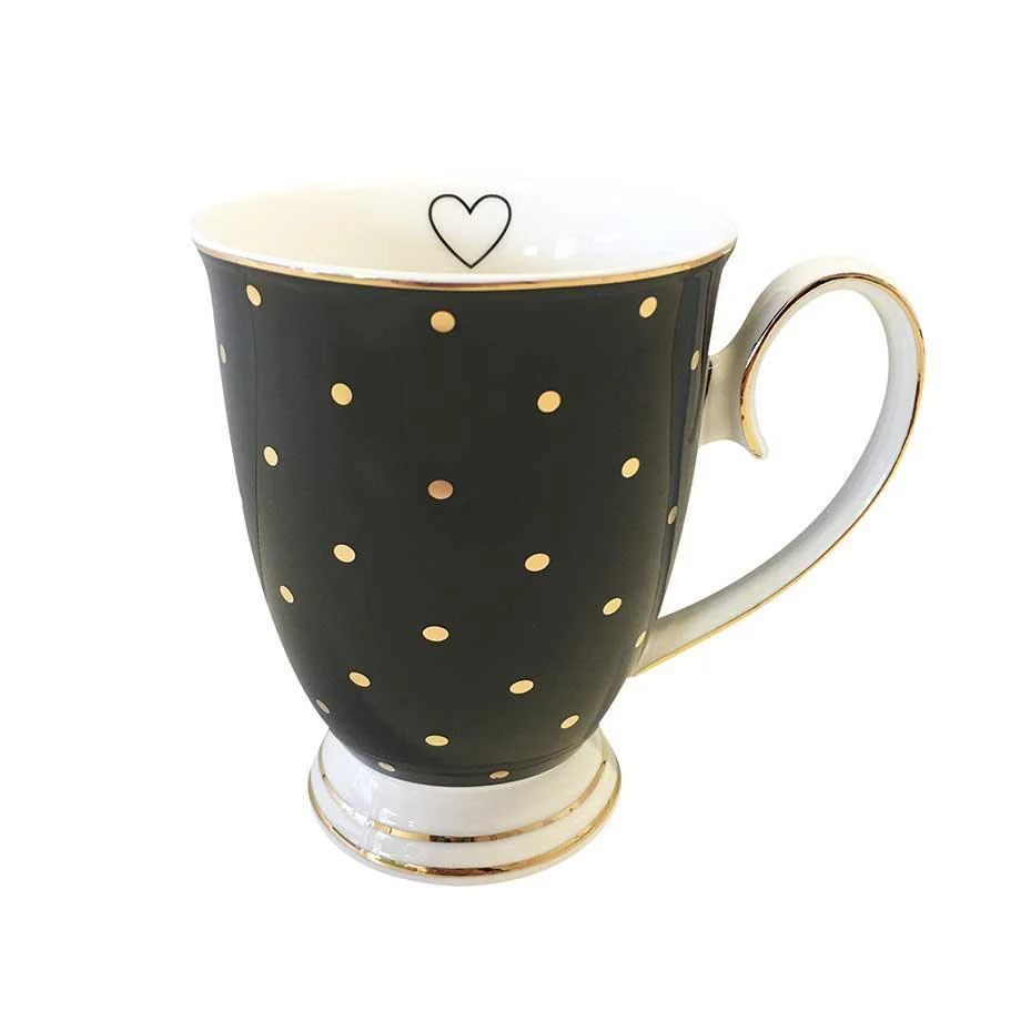Bombay Duck - Spotty Mug - Black with Gold Spots