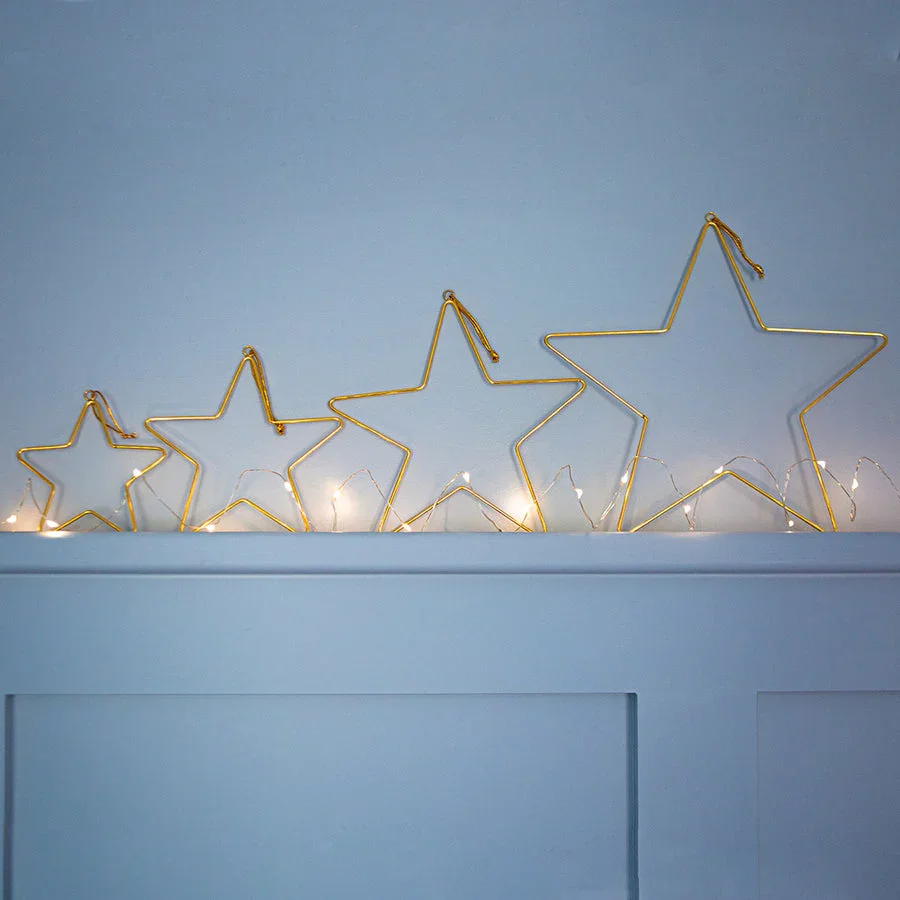 Bombay Duck Wire Stars Gold - Set of 4
