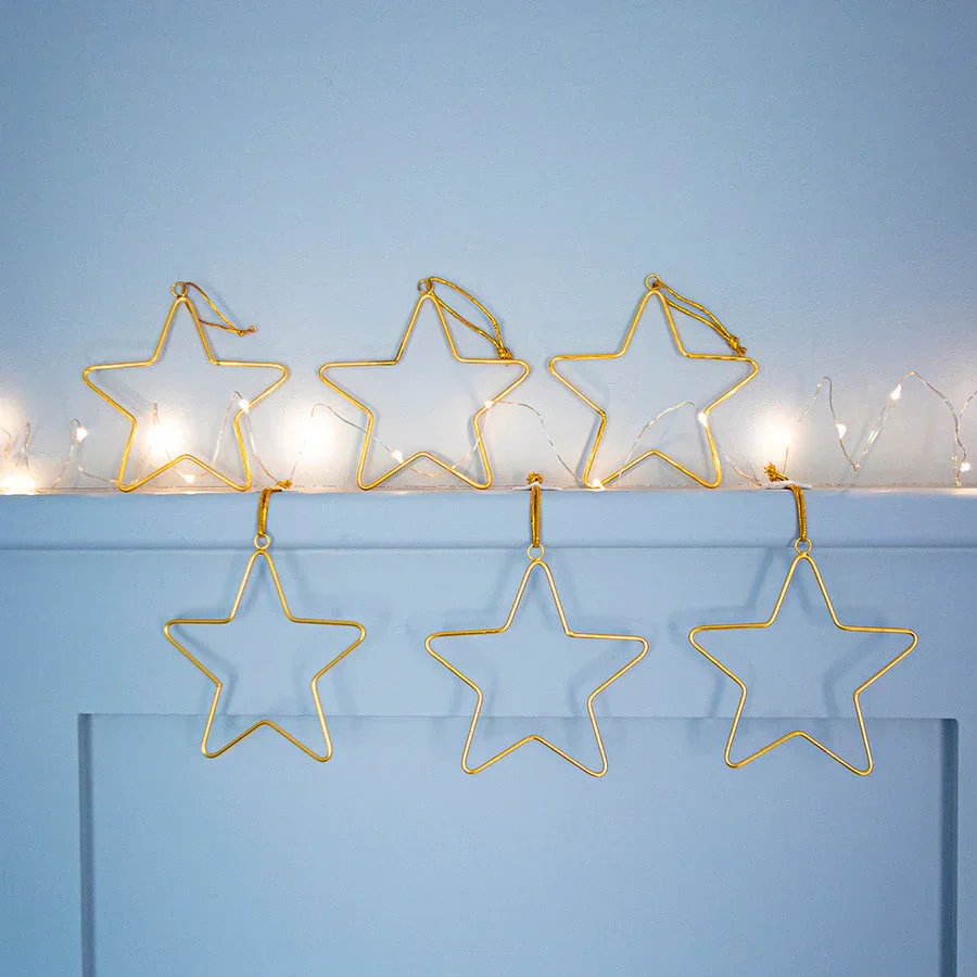 Bombay Duck Wire Stars Gold - Set of 6