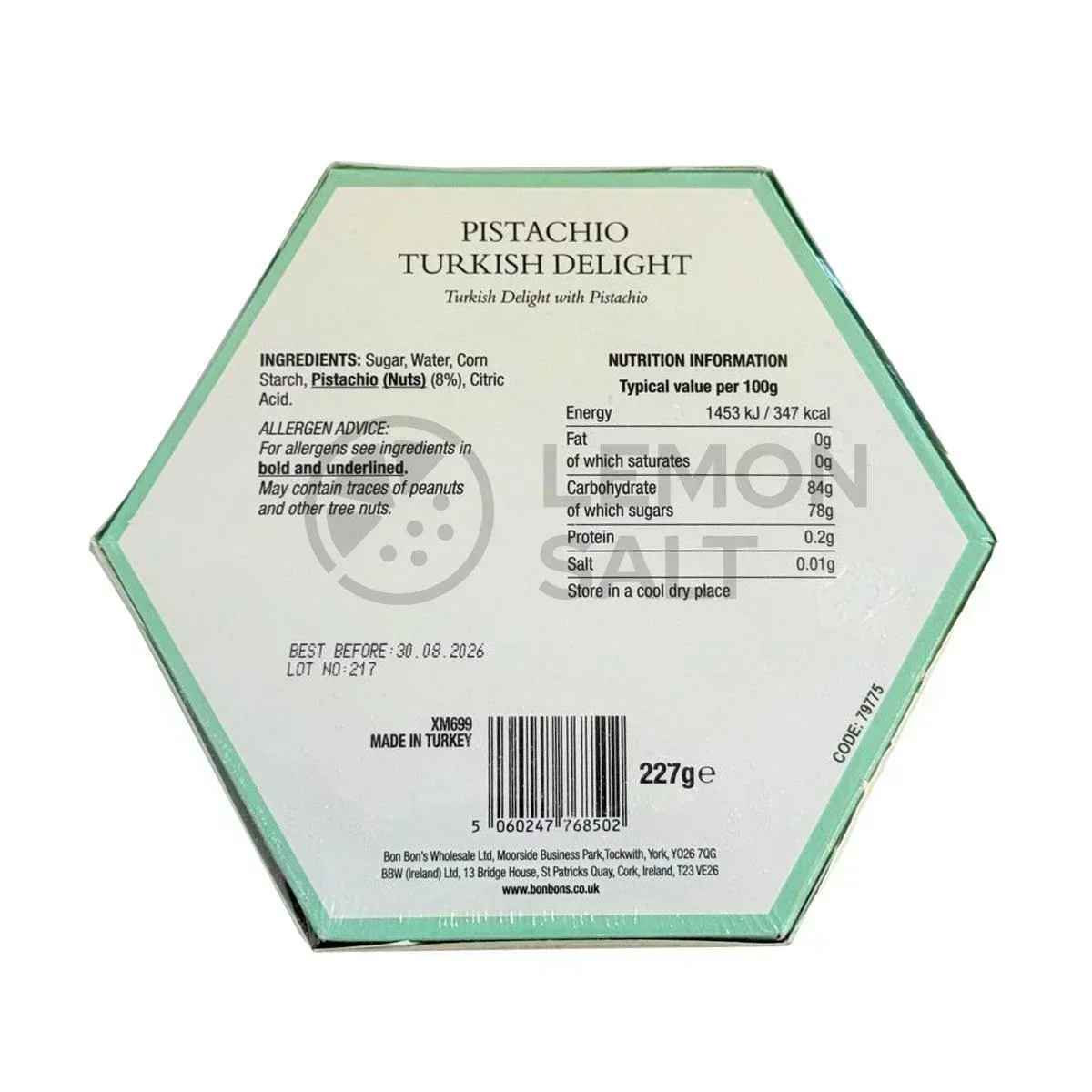 Bon Bons Gourmet Turkish Delight - Pistachio (227g) - Image 2