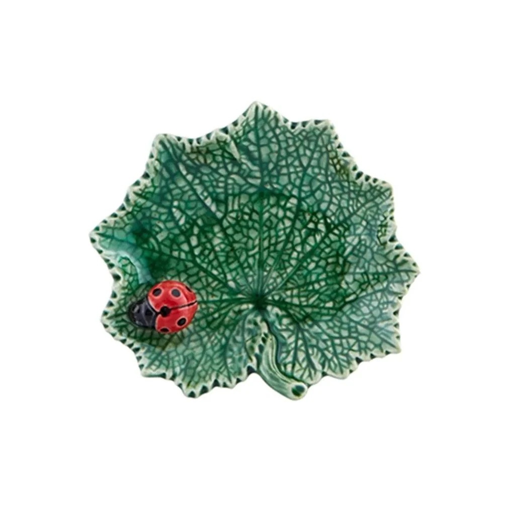 Bordallo Pinheiro Countryside Leaves Leaf Ragwort with ladybird (14cm)